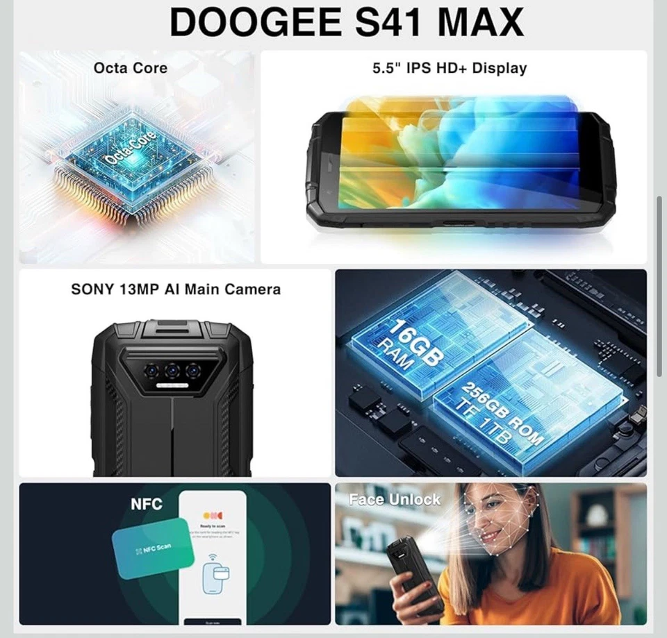 Doogee S41 Max Unlocked 256GB Classic Rugged - Image 2 of 4