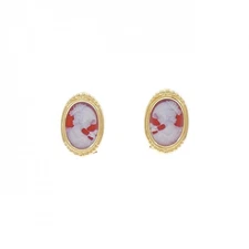 Authentic K18YG Agete Cameo Earrings  #260-008-001-7943