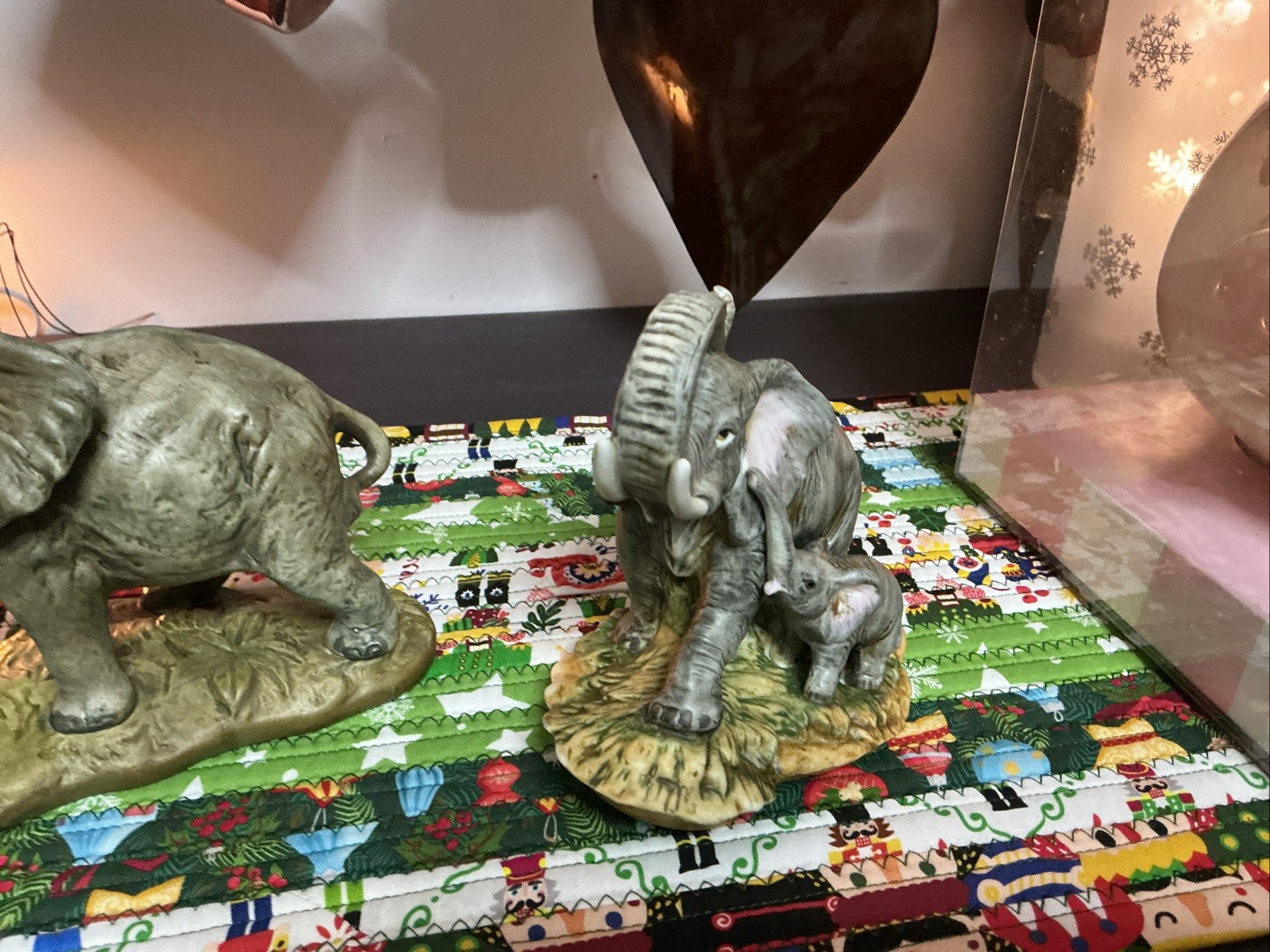 3 Vintage Mother Elephant with Baby Homco Figurine #1410 4.5" x 5.5" Porcelain