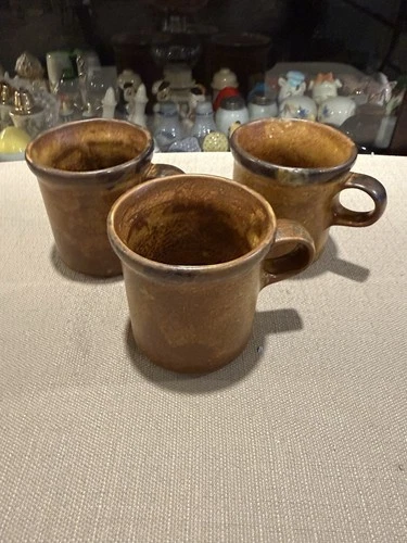 Vintage Set Of 3 McCoy Canyon Mesa Stoneware Coffee Tea Mugs Rustic Cabin