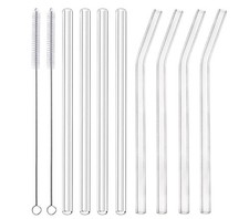 10 Pcs Reusable Borosilicate Glass Straws Shatter Resistant Glass Straws