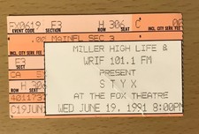 1991 STYX DETROIT CONCERT TICKET STUB PARADISE THEATRE KILROY WAS HERE RENEGADE