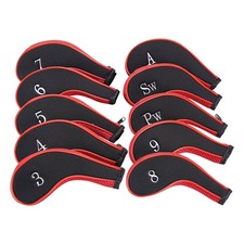 Neoprene Zipper Golf Club Iron Head Covers Iron Covers 10pcs/Set Red Black 