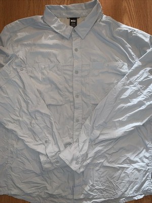 REI Co-Op Men's Long Sleeve Nylon Fishing Hiking Shirt Lt Blue XXL