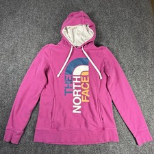 The North Face Women s M Pink Pullover Hoodie Vertical Multicolor Logo Fleece