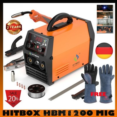 3 in 1 Schweißmaschine HITBOX HBM1200 220V Schweißen Gasfrei Gasschutz MMA MIG