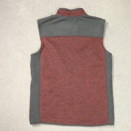 Orvis Knit Vest Fleece Lined Mock Neck Full Zip Zip-Pockets Burgundy & Black M - Picture 8 of 20