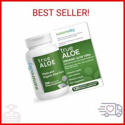 NatureCity TrueAloe Organic Aloe Vera Capsules - Supports Digestive Balance, Joi