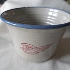 Red Wing Stoneware Pottery Crock Bread Maker Planter Blue Trim 6"