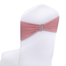 25 PCS Dusty Pink Spandex Chair Sashes Buckle Slider Wedding Party Decoration