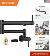 Elegant 19-Inch Matte Black Pot Filler Faucet for Kitchens - Dual Handle Design