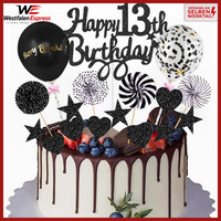 Tortendeko 13 Geburtstag Schwarz Kuchen Topper Deko FüR Junge MäDchen