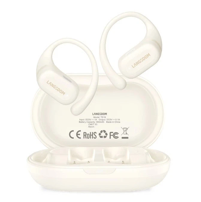 Langsdom Mini TWS Bone Conduction Earhook Headphones Bluetooth 5.4 ENC IPX5 - image 2 of 4