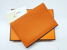 Hermes Globetrotter Notebook Cover Orange Navy Epsom Leather 5.5 x 7.6 in