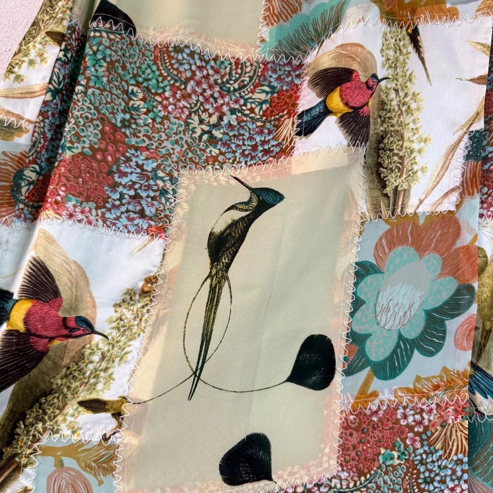 Maxi Falda Envolvente Catherine Malandrino Seda Patchwork Floral Pájaro Bohemio Mujeres 6 Foto 4 de 4