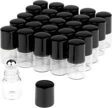 25 Pcs Clear Glass Mini Roll on Bottles Empty Essential Oil Roller Ball Bottles