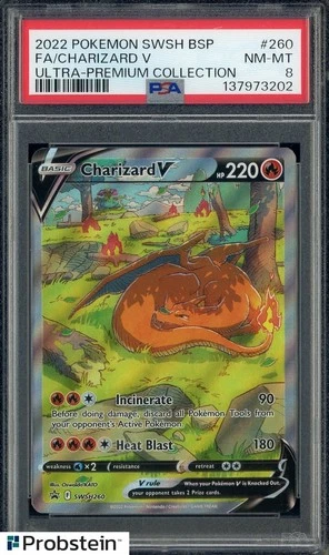 2022 Pokemon SWSH BSP #260 FA Charizard V Ultra Premium Collection PSA 8 NM-MT