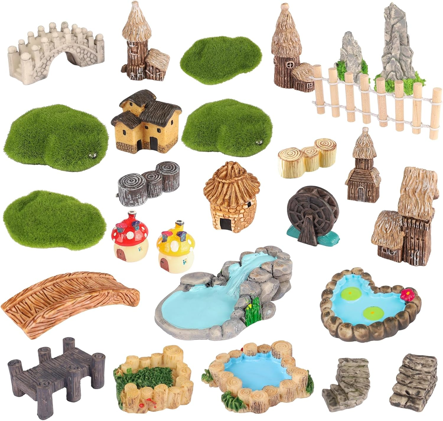 27Pcs Fairy Garden Miniatures Accessories Set,Resin Miniature Garden Ornaments w