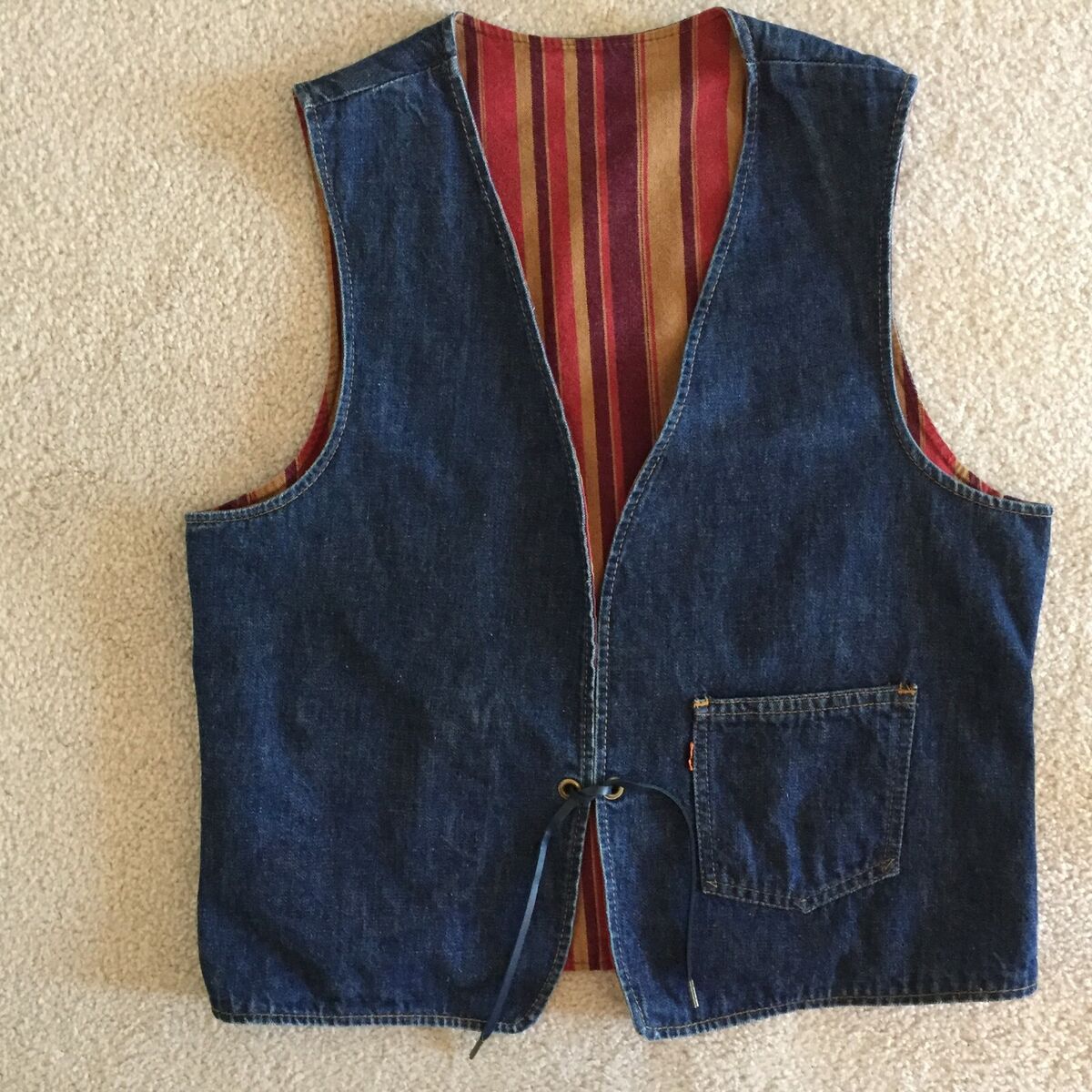 RARE 3 pc Vintage 1960s Levis Big E Reversible Striped Vest RARE 3 pc Vintage 1960s Levis Big E Reversible Striped Vest