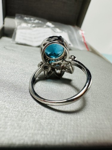 Sz6 Ring RBP2967 LC Aquamarine Ring Bomb Party Rhodium P Band SR$124 - Picture 5 of 10
