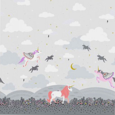 MICHAEL MILLER ''MAGIC MEADOW'' MD7849 Cloud Metallic Double Border by 1/2yard