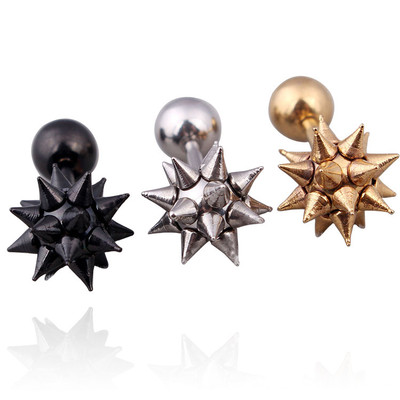 Stainless steel Hip-Hop lady Mens Punk Spike Rivet ball Screw Ear
