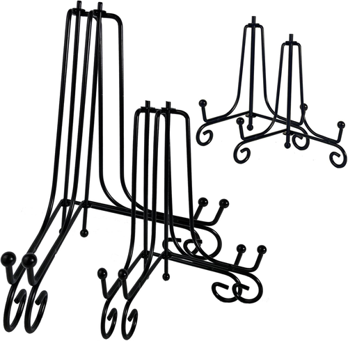 6PCS 3 Size Black Iron Plate Stands for Display - 4, 6, 8 Inch Decorative Metal - Picture 9 of 12