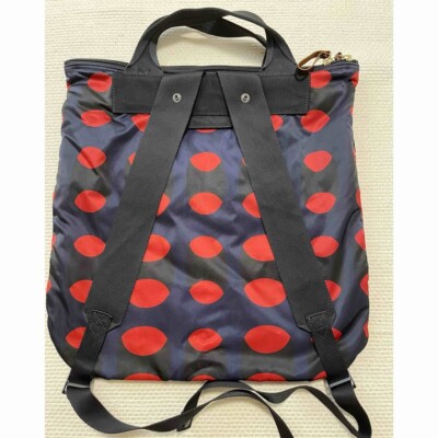 Marni Porter Rucksack Navy Red Gold Hardware Dot Pattern Men