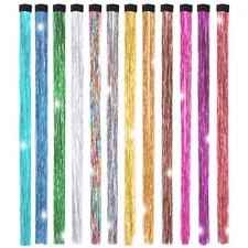 19.7 Inch Clip In Hair Fairy Tinsel Kit Clips Clip On Glitter Hair Tinsel Extens