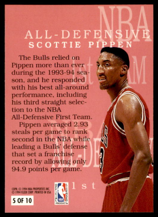 Scottie pippen fleer 94-95 All Defensive 1st Team 5 of 10 BULLS | eBay