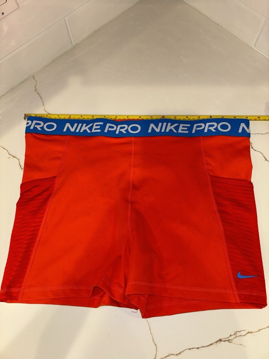 NEW- Womens Nike Pro Training Shorts XXL Dri FIT 3” High Rise Red