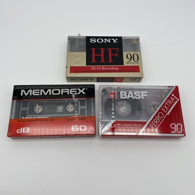 Memorex dB 60 Cassette BASF Sony 90 Minutes Factory Sealed Mixed Lot Of 3