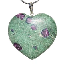 Charged Himalayan Ruby Fuchsite Heart Pendant + 20" Stainless Steel Chain