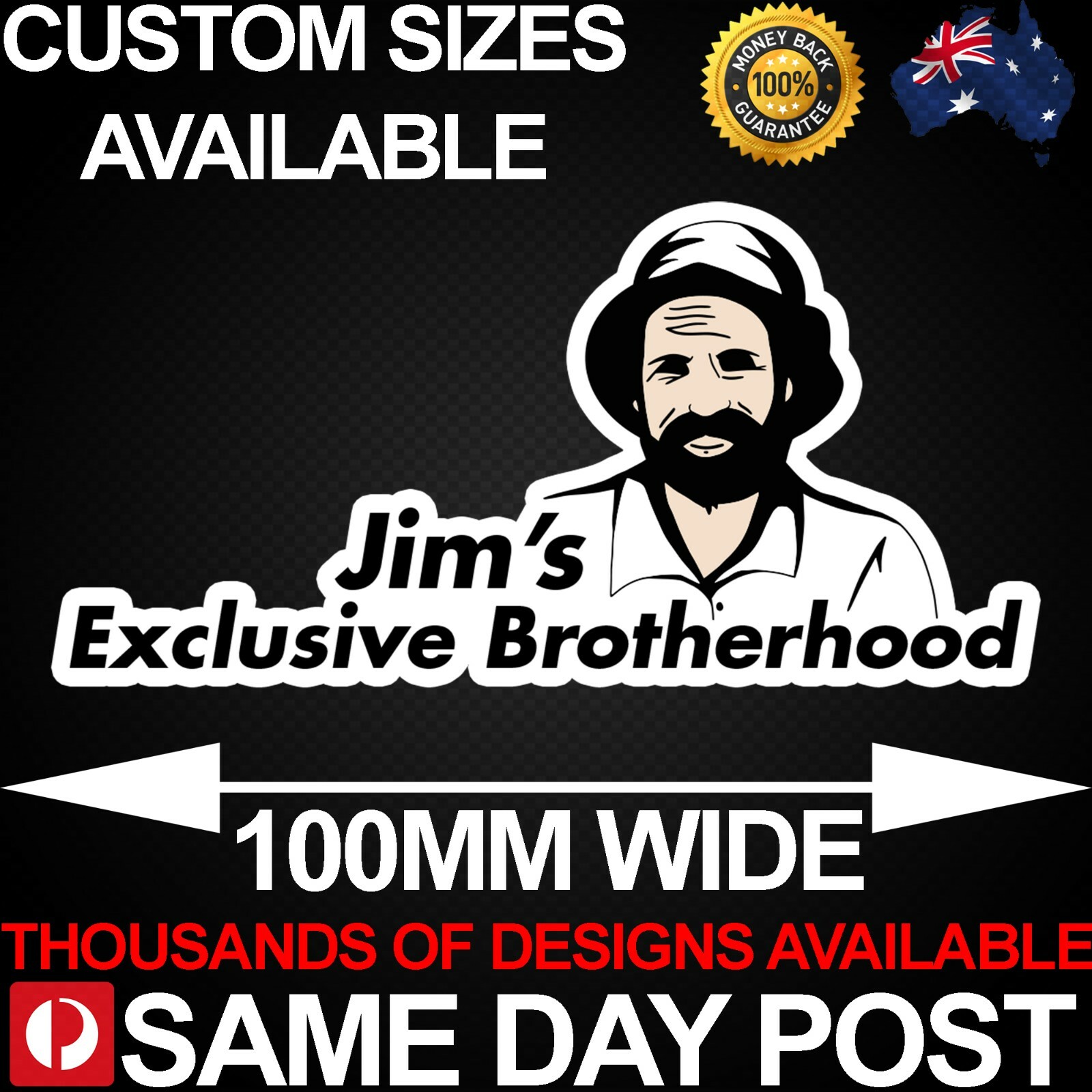 JIMS EXCLUSIVE BROTHERHOOD 100mm Wide Vinyl Car Sticker Decal Cheap