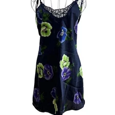 90s Y2K Private Luxuries blue and purple floral slip dress with straps