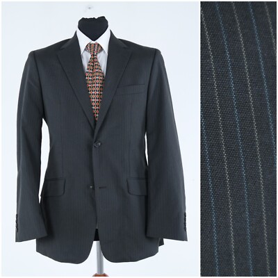 Mens Sport Coat 38R US Size ESPRIT Black Striped Blazer Jacket
