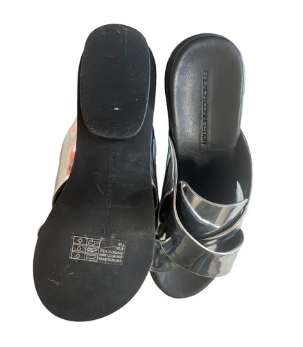 Sandalo comodo French Connection Basia argento cinturino incrociato scarpe slide taglia 37 US 7 - Foto 8 di 8