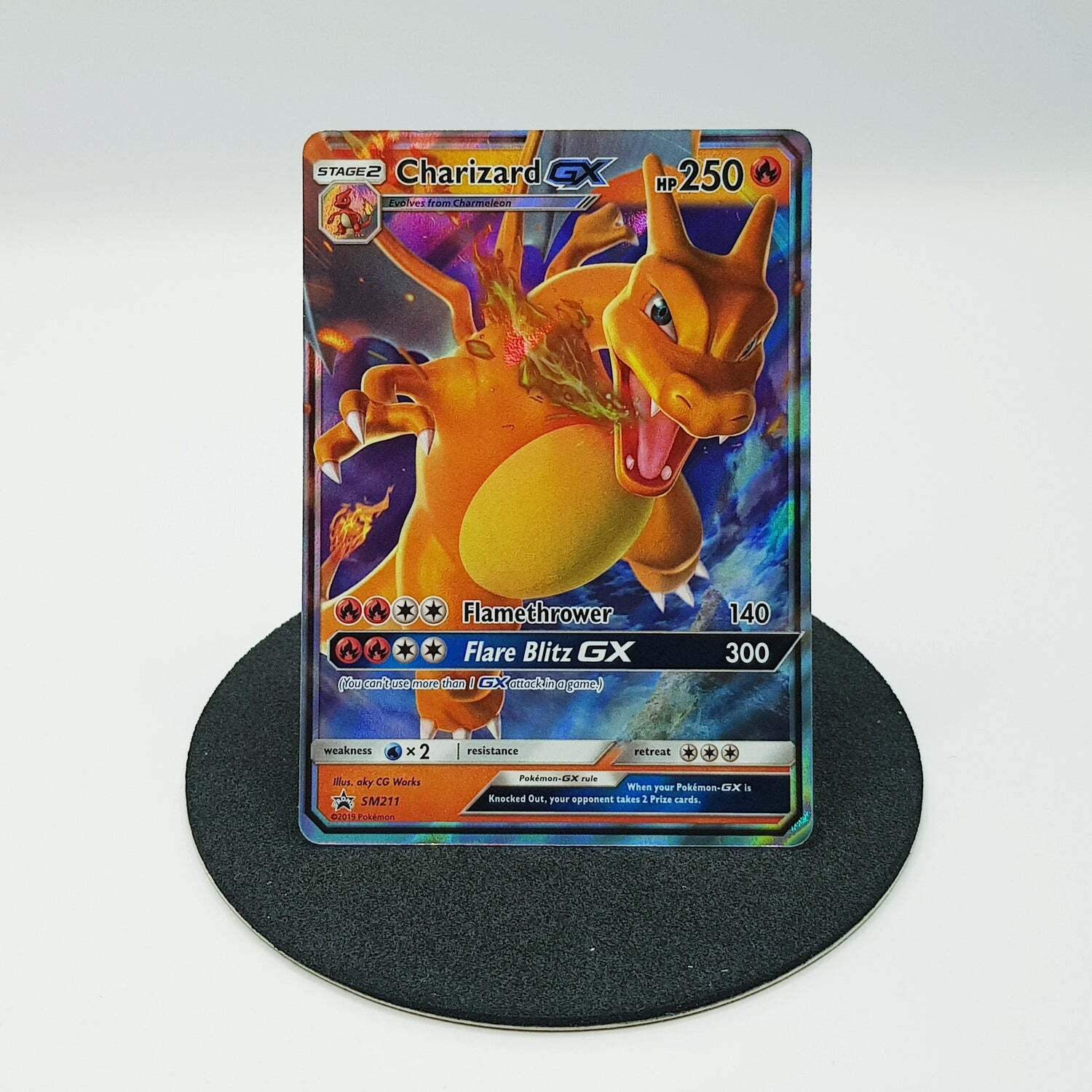 Tarjeta De Pokémon Charizard Gx Sm211 Rara Holo Fullart Estrella Negra Promoción Como Nueva