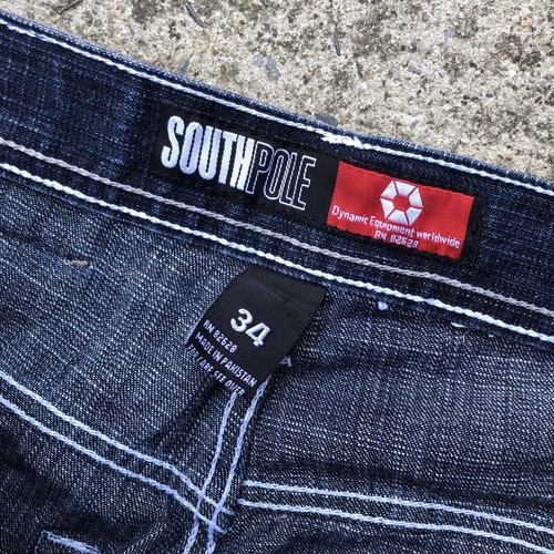 VTG Southpole Jeans Mens 34x32 Blue Baggy Red Tab Wide Leg Y2k Skater Hip Hop - Picture 6 of 16