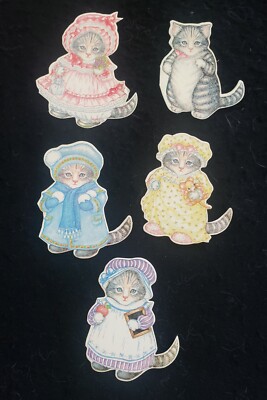 5 Vintage Merrimack Kitty Cucumber Gift Tags, 1980's, Some Damage