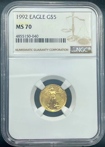 1992 NGC MS70 American Gold Eagle 1/10 oz $5 - Beautiful Example
