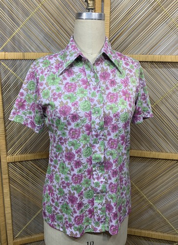 Vintage Shirt Perma Prest 70s Wildflower Medium