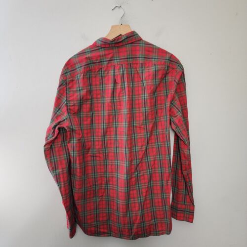 J Crew Plaid Shirt Mens Medium Red Green 100s Ply Yarns Slim Secret Wash New - Picture 2 of 6
