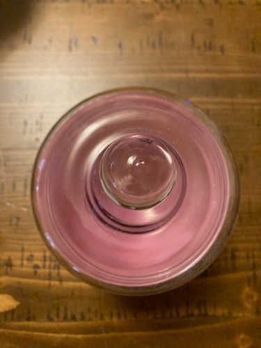 Vintage 1960s Empoli Pink Opaline Glass Dresser Jar w/lid Original Label - Picture 3 of 5
