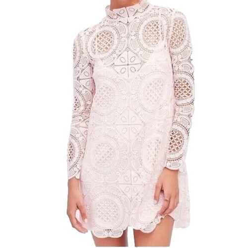 Free People Deco Lace Mini Illusion PARTY DRESS Long Cutout Sleeves Size 2  | eBay
