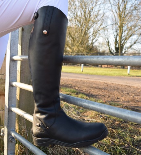 Tall Leather Winter Zip Boots Black 