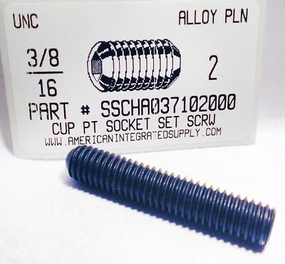 3/8-16x2 Hex Socket Set Screws Cup Point Alloy Steel (50)