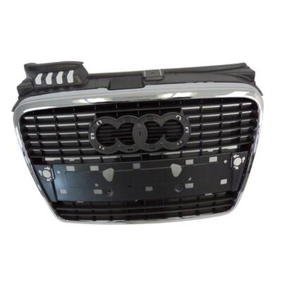 For 2005 2006 2007 2008 Audi A4 Sedan Chrome Grille Shell Frame Gray Insert Assy