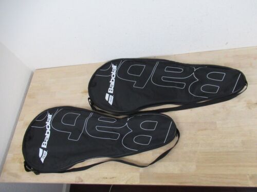 Lot of 2 Babolat Tennis Racquet Bag Carrying Case W/ Strap Black & White 4 3/8 - Picture 2 of 7