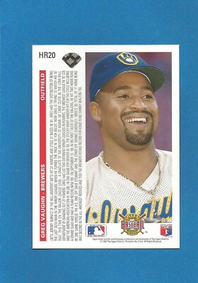 メジャーリーグ　カード　Greg Vaughn Greg Vaughn 1992 UD Upper Deck Homerun Heroes MLB Baseball #HR20